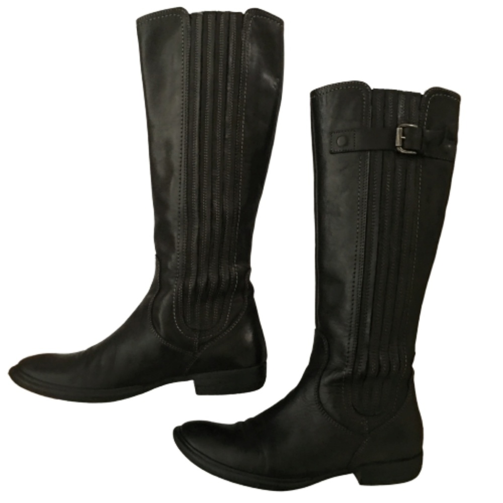Tall Black Italian Leather Riding Boots Aqua Brand - Picture 1 of 6